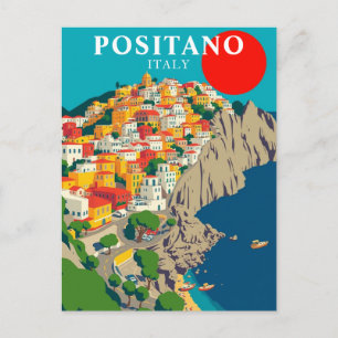Postal Positano, Italia Amanecer Vintage