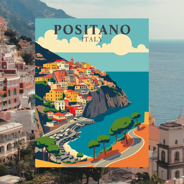 Postal Positano, Italia Costa Vintage (Positano, Italy Vintage Coastal Postcard)