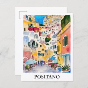 Postal Positano Italia: Viaje a acuarela