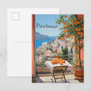 Postal Positano Italia Viaje Ciudad Pintura Estética