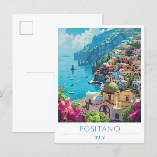 Postal Positano Italia Viaje Vintage