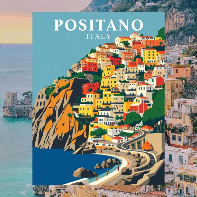 Postal Positano, Italia Viajes de época (Positano, Italy Vintage Travel Postcard
)