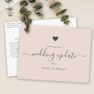 Postal Posponer Boda Actualizar Elegant Script Rubor Pink