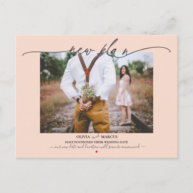 Postal Posposición de Boda de fotografía de nuevo plan Po (Anverso)