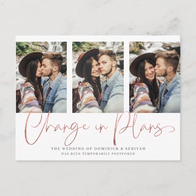 Postal Posposición de Boda de oro Rosa escrito a mano mod (Anverso)