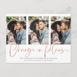 Postal Posposición de Boda de oro Rosa escrito a mano mod