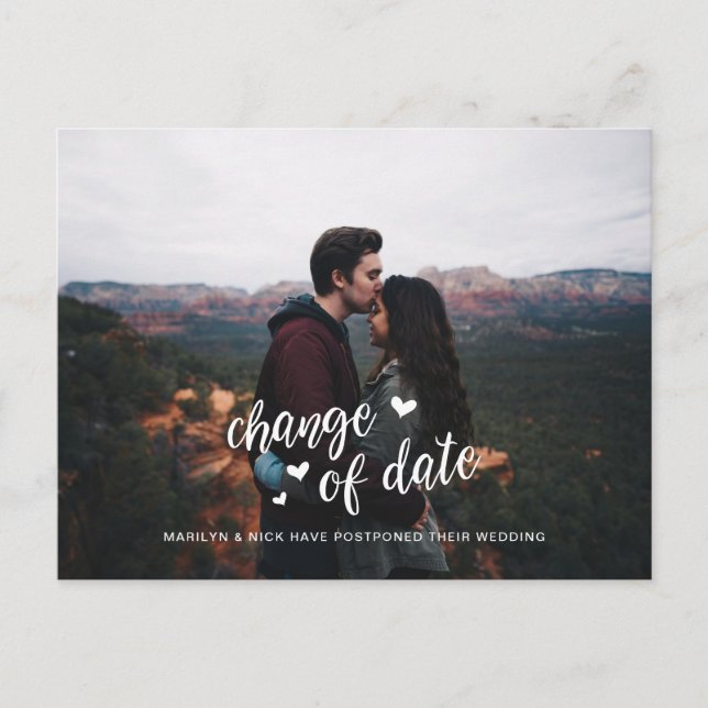 Postal Posposición de foto boda, cambio de fecha corto (Anverso)