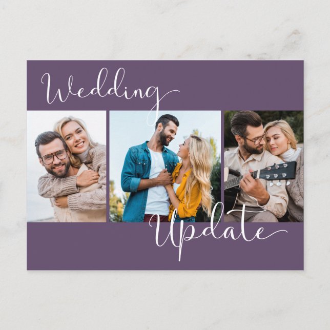 Postal Posposición de foto morada de boda Update 3 (Anverso)