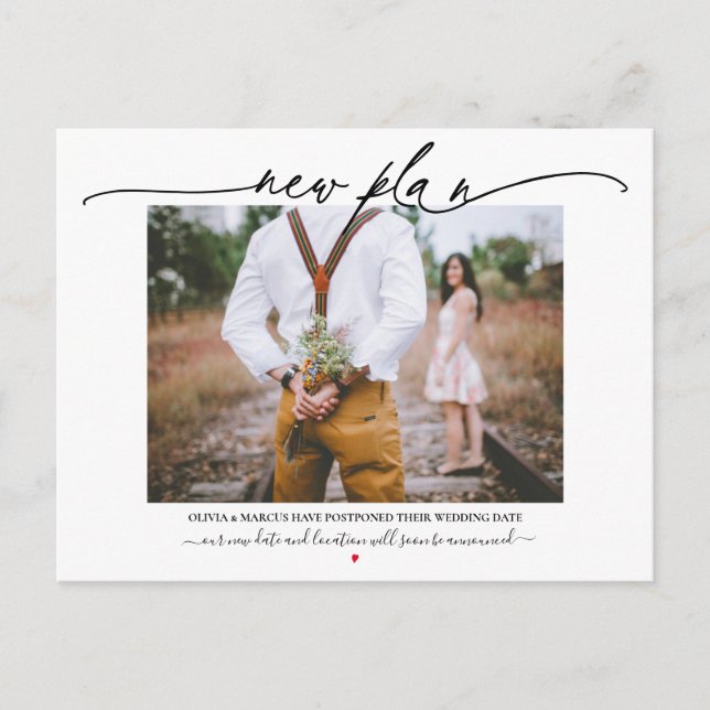 Postal Posposición del Boda de caligrafía del nuevo plan (Anverso)