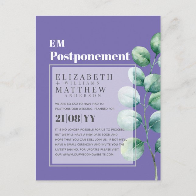 Postal Posposición Eucalyptus Cambio de Planes (Anverso)