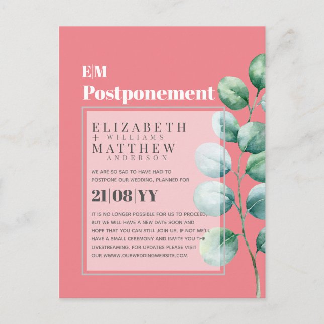 Postal Posposición Eucalyptus Cambio de Planes (Anverso)