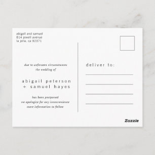 Postal Posposición minimalista de Bodas blancos y negros