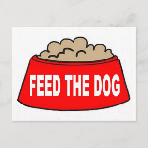 Postal Post Card Dog Food Bowl Red Feed The Dog
