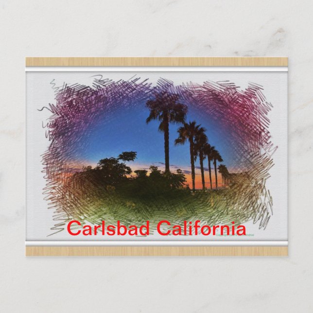 Postal Post card Sunset en Carlsbad, California (Anverso)