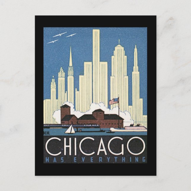 Postal Post-Vintage Chicago Travel Art-8 (Anverso)
