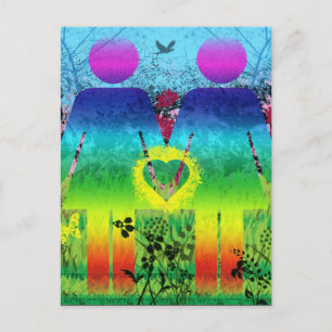 Postal Postal, Abstracto Arcoiris Grunge Heart Love