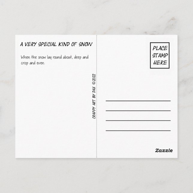 Postal Postal, amarillo, nieve, nieve amarilla, invierno (Reverso)