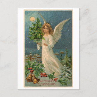 Postal Postal: Ángel Navidad con árbol pequeño