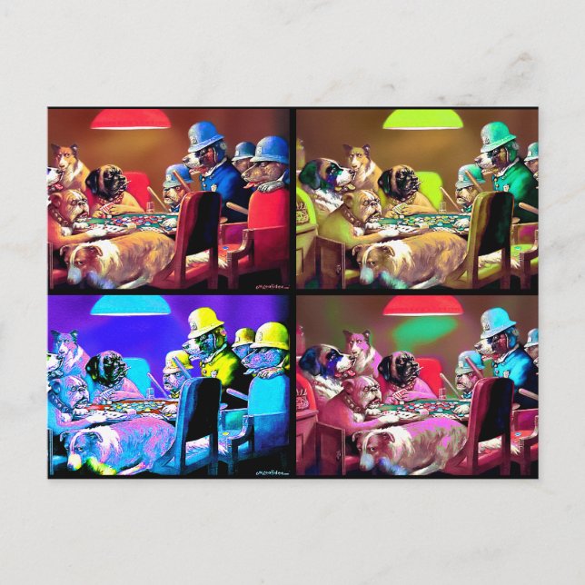 Postal Postal: Arte pop de perros de póquer (Anverso)
