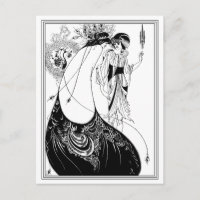 Postal: Aubrey Beardsley - La falda del pavo real