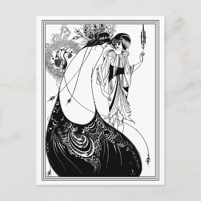 Postal Postal: Aubrey Beardsley - La falda del pavo real (Anverso)