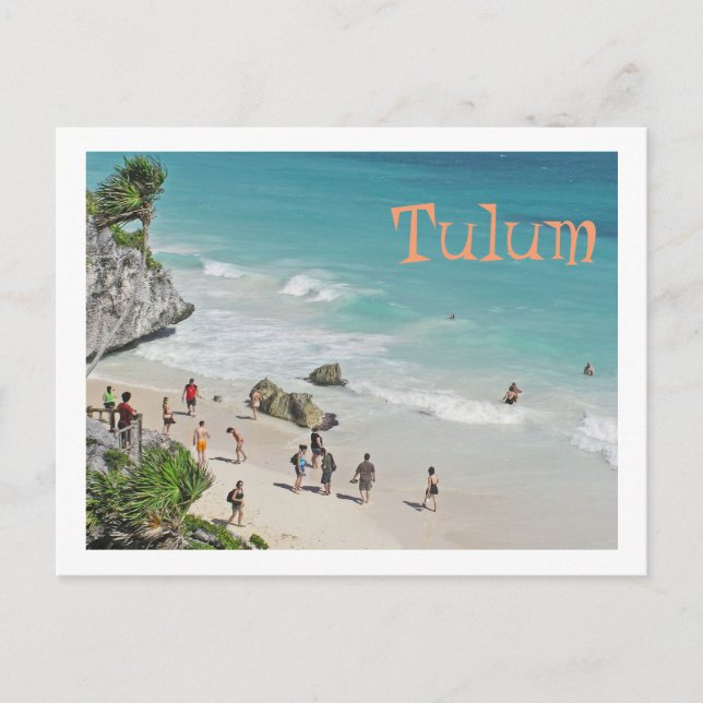Postal postal, BEACH BENEATH MAYAN RUINAS EN TULUM (Anverso)