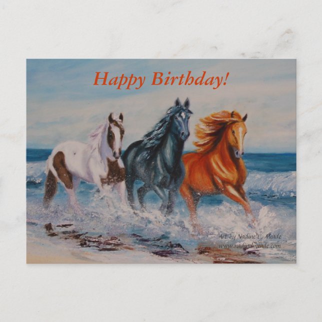 Postal Postal, caballos en el Surf (Anverso)