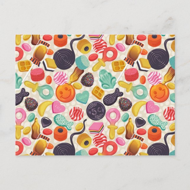 Postal postal, caramelos, ollypop,vintage (Anverso)