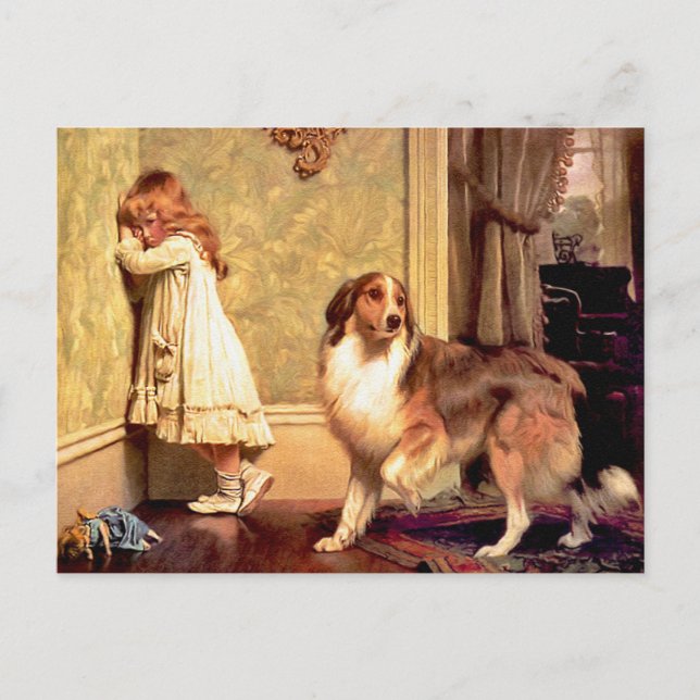Postal Postal: Chica con Sheltie Mascota (Anverso)