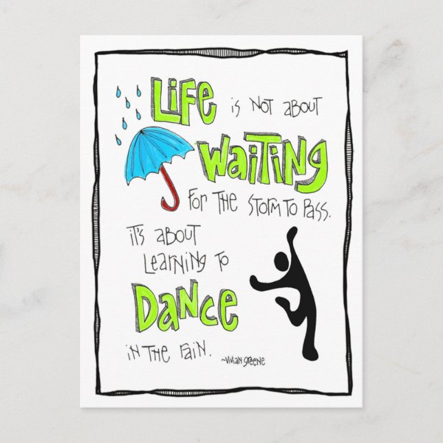 Postal Postal: Cita de baile en lluvia (Anverso)