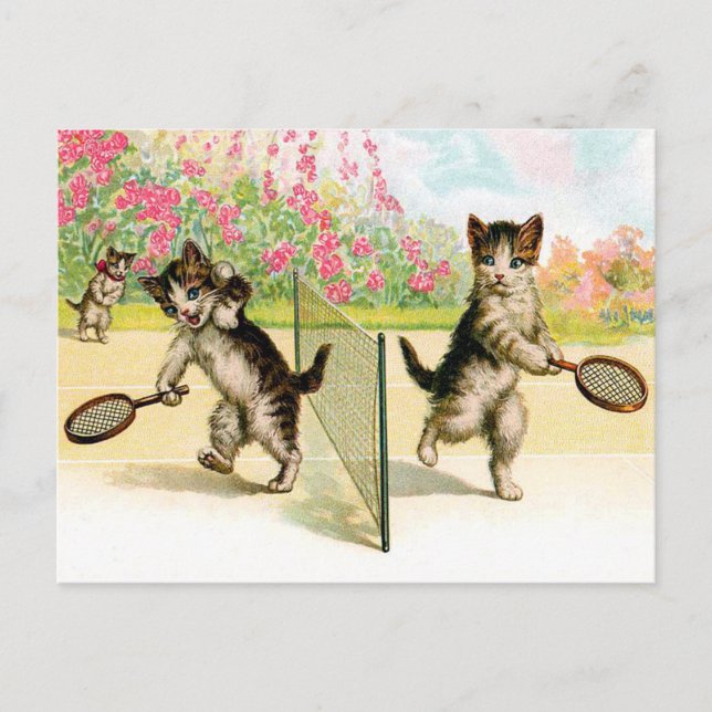 Postal Postal: El arte vintage de Badminton Kittens (Anverso)