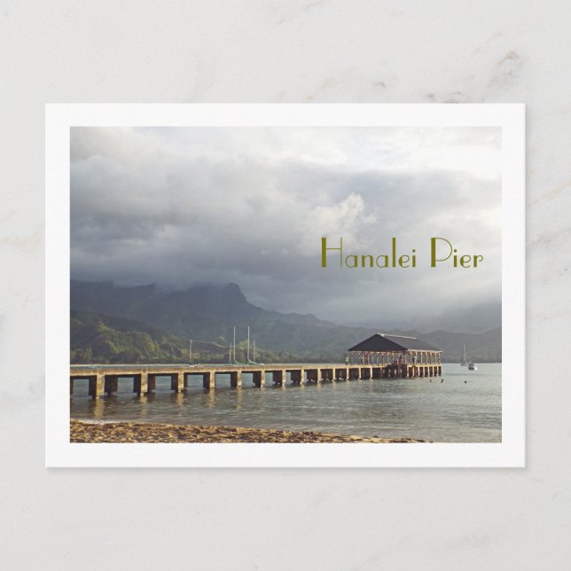 Postal postal, "HANALEI PIER CON NUBE SOBRECARGADA" (Anverso)