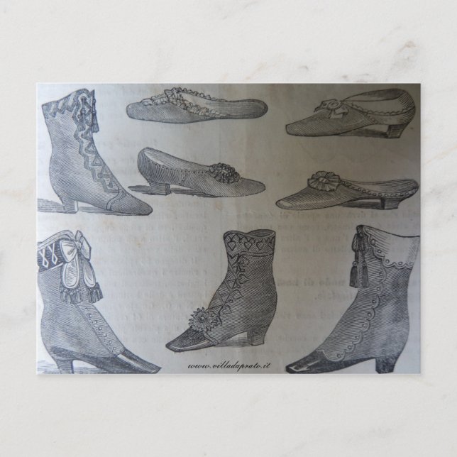 Postal Postal, ilustracion de moda del siglo XIX - Zapato (Anverso)