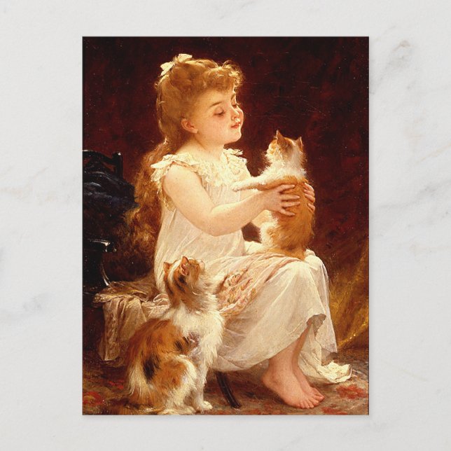 Postal Postal: Jugando con el gatito (Anverso)