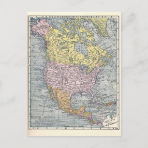 Postal Postal:  Mapa de América del Norte, 1921