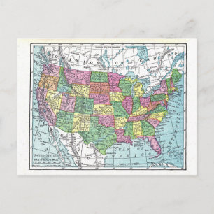 Postal Postal: Mapa de Estados Unidos, 1921
