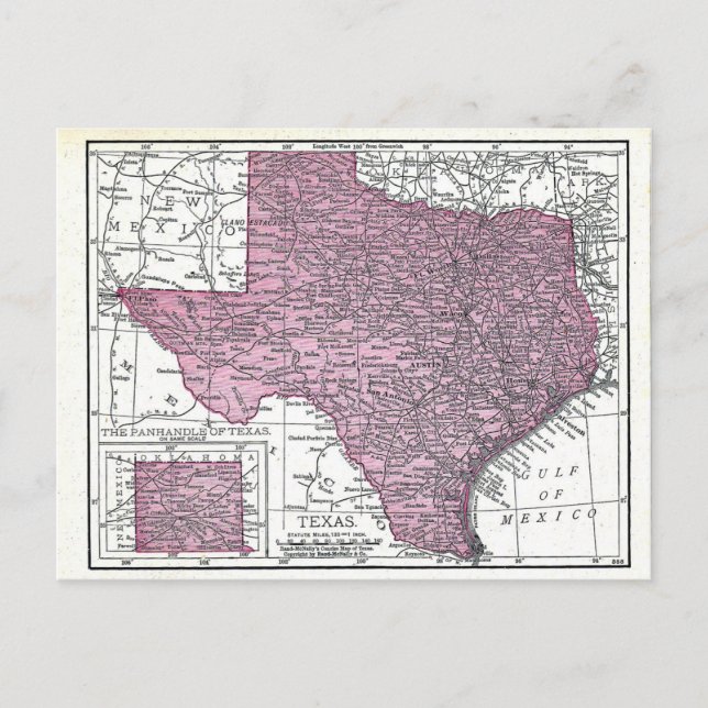 Postal Postal: Mapa de Texas, 1921 (Anverso)