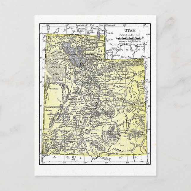 Postal Postal: Mapa de Utah, 1921 (Anverso)