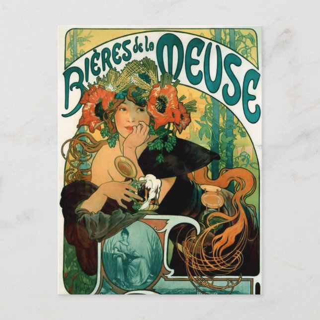 Postal Postal: Mucha - Bieres de la Meuse (Anverso)