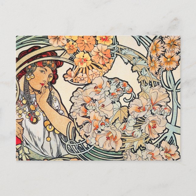 Postal Postal: Mucha - lengua de flores (Anverso)