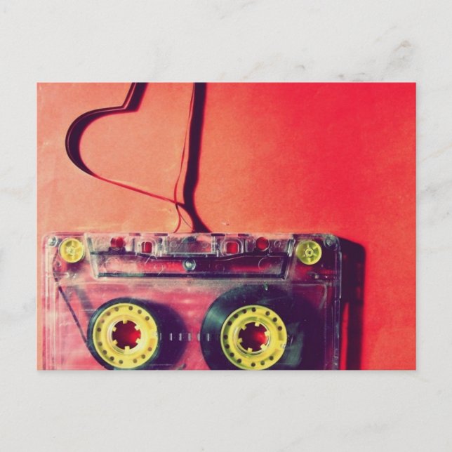 Postal postal, retro, cassette, amor, corazón (Anverso)