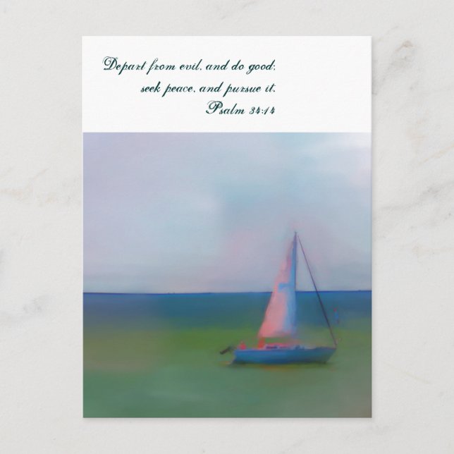 Postal Postal, Sailing Boat Bible Scripting, Buscando Paz (Anverso)