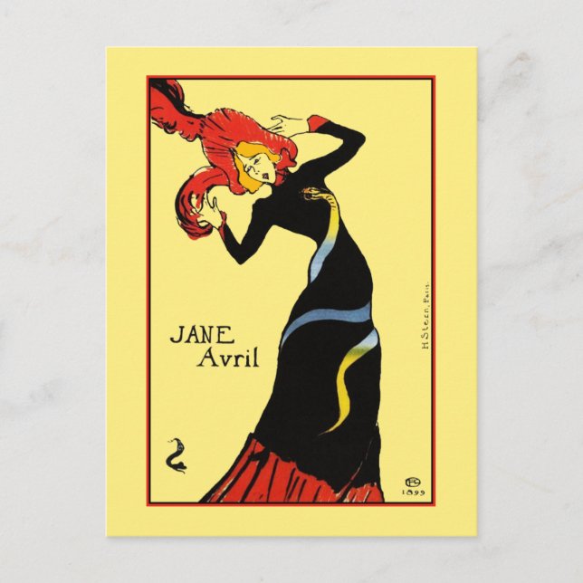 Postal Postal: Toulouse Lautrec - Jane Avril (Anverso)