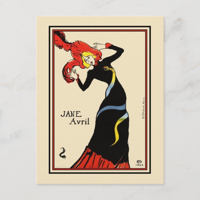 Postal Postal: Toulouse Lautrec - Jane Avril (Anverso)