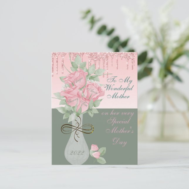 Postal Postales, Rosas personalizados del Día de la Madre (Anverso de pie)
