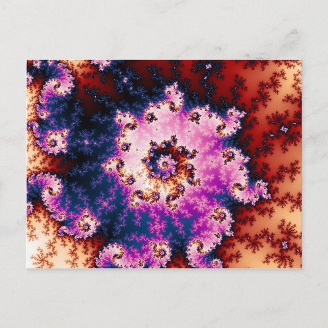 Postal Postalita Fractal - Sueño Rosa (Anverso)