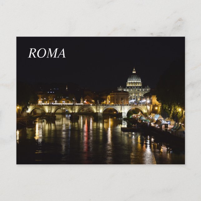 Postal Postardo de Roma de noche (Anverso)