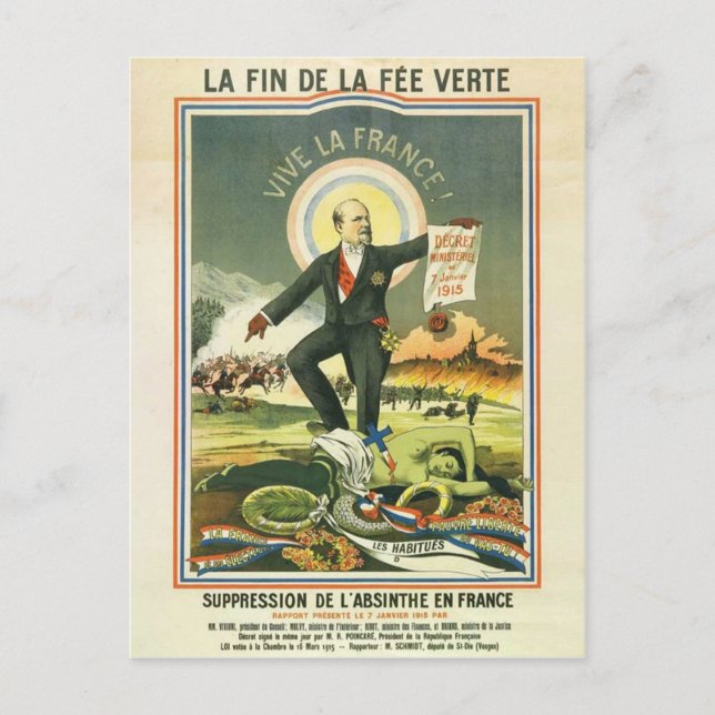 Postal Postcard Absinthe Ban France (Anverso)