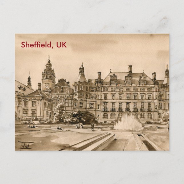Postal Postcard - Acuarela - Sheffield, Reino Unido (Anverso)