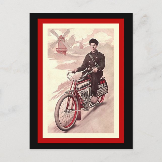 Postal Postcard Alrededor De La Motocicleta M-M Tour Mund (Anverso)